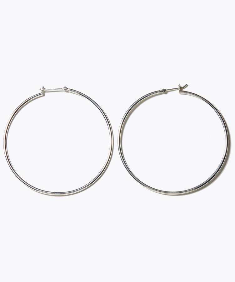 [bone] organic thin large silver hoop pierced earring